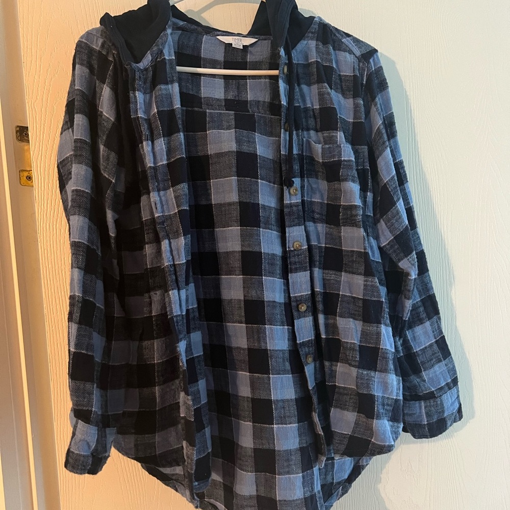 Time and Tru button up with hood